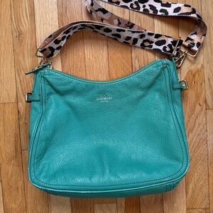 Kate Spade Turquoise leather Shoulder Bag with Animal Print Strap
